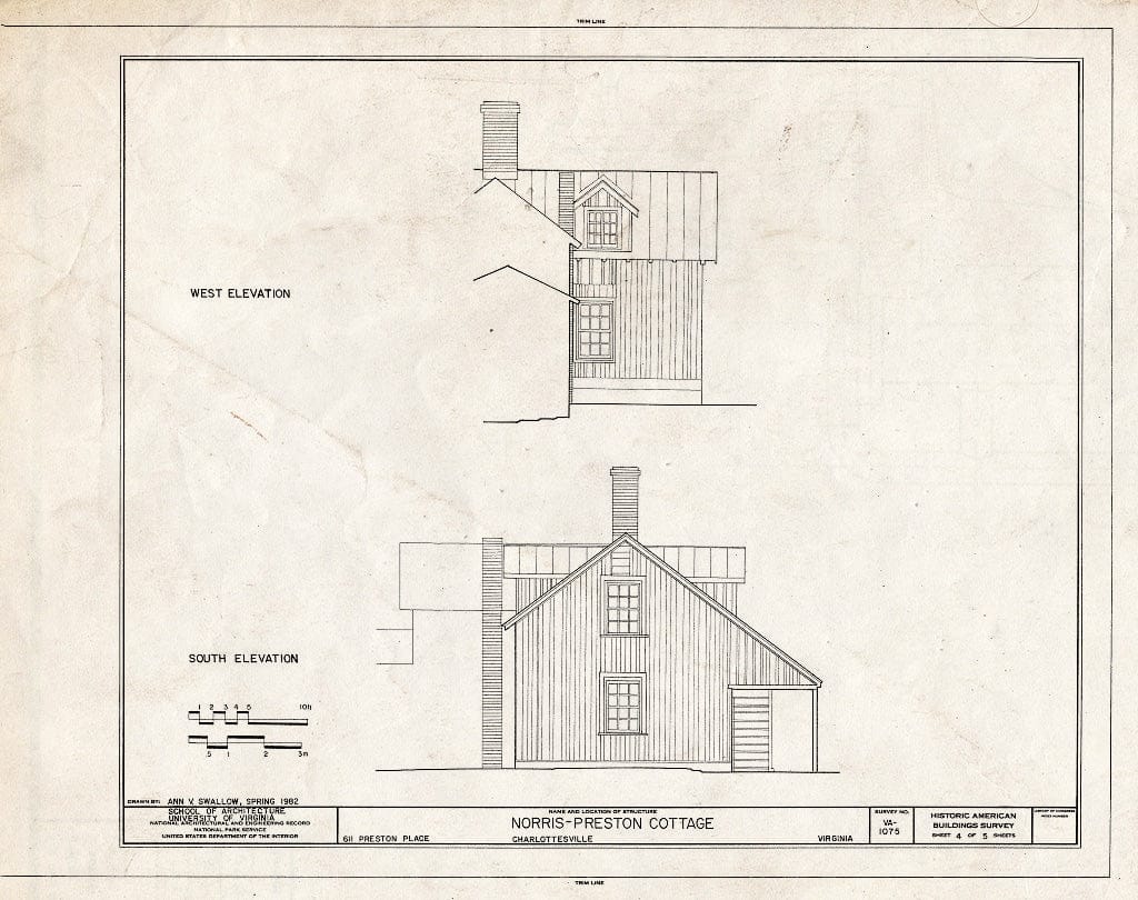 Blueprint HABS VA,2-Char,18- (Sheet 4 of 5) - Norris-Preston Cottage, 611 Preston Place, Charlottesville, Charlottesville, VA
