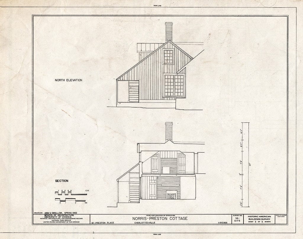 Blueprint HABS VA,2-Char,18- (Sheet 5 of 5) - Norris-Preston Cottage, 611 Preston Place, Charlottesville, Charlottesville, VA