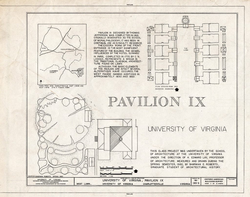 Blueprint HABS VA,2-Char,1-G- (Sheet 1 of 6) - University of Virginia, Pavilion IX, West Lawn, University of Virginia, Charlottesville, Charlottesville, VA