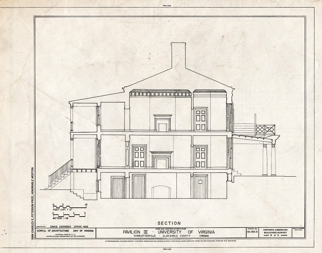 Blueprint HABS VA,2-Char,1-G- (Sheet 6 of 11) - University of Virginia, Pavilion IX, West Lawn, University of Virginia, Charlottesville, Charlottesville, VA