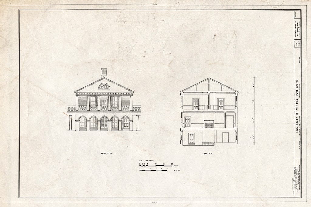 Blueprint HABS VA,2-Char,1F- (Sheet 5 of 5) - University of Virginia, Pavilion VII, West Lawn, University of Virginia Campus, Charlottesville, Charlottesville, VA