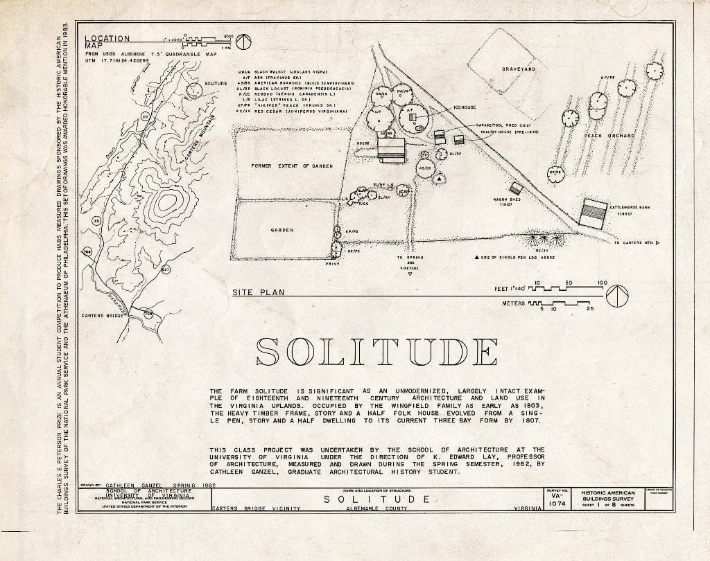 Blueprint HABS VA,2-CARB.V,1- (Sheet 1 of 8) - Solitude, State Route 20, Scottsville, Albemarle County, VA