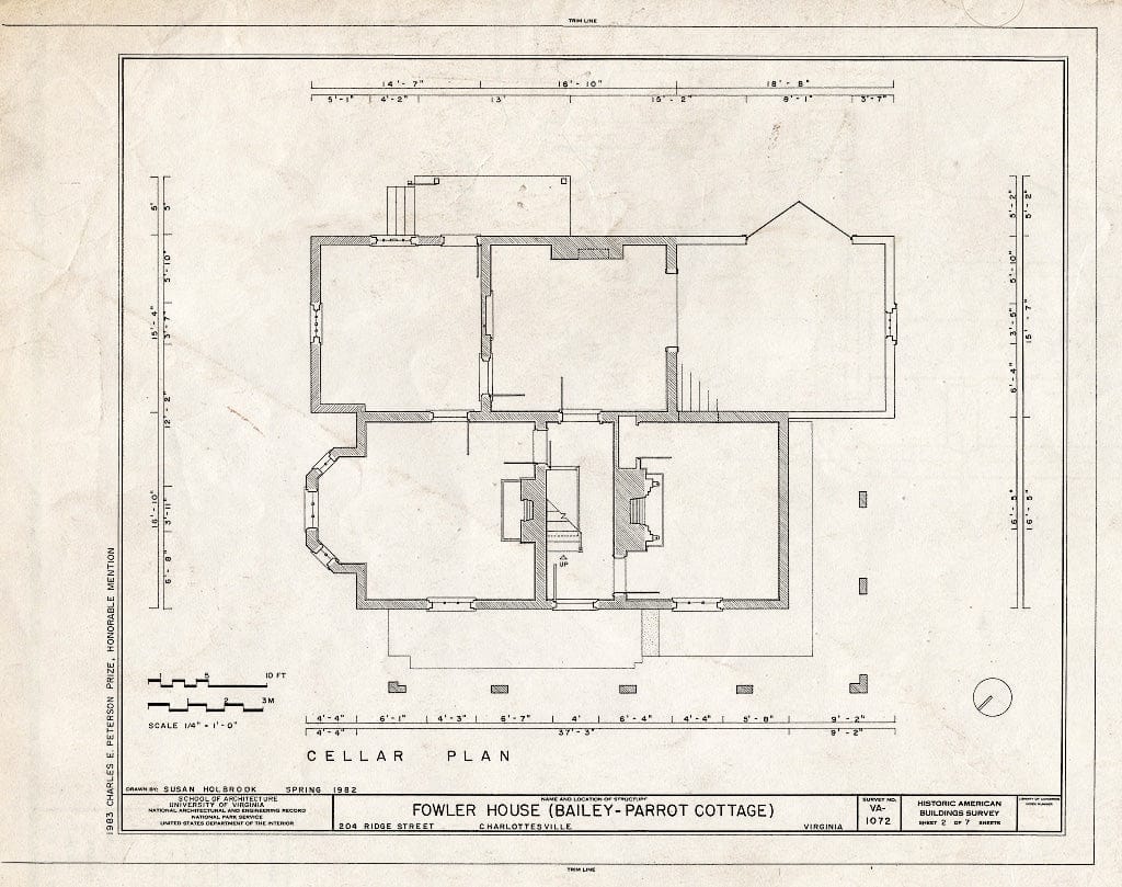 Blueprint HABS VA,2-Char,14- (Sheet 2 of 7) - Fowler House, 204 Ridge Street, Charlottesville, Charlottesville, VA