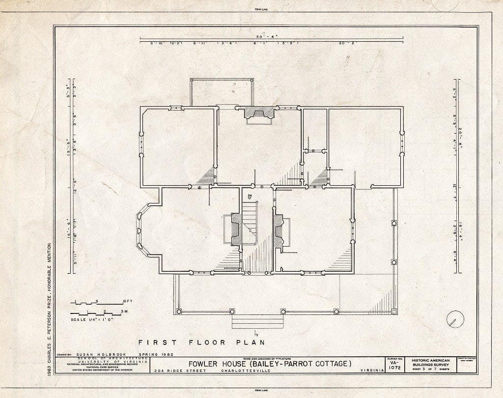 Blueprint HABS VA,2-Char,14- (Sheet 3 of 7) - Fowler House, 204 Ridge Street, Charlottesville, Charlottesville, VA