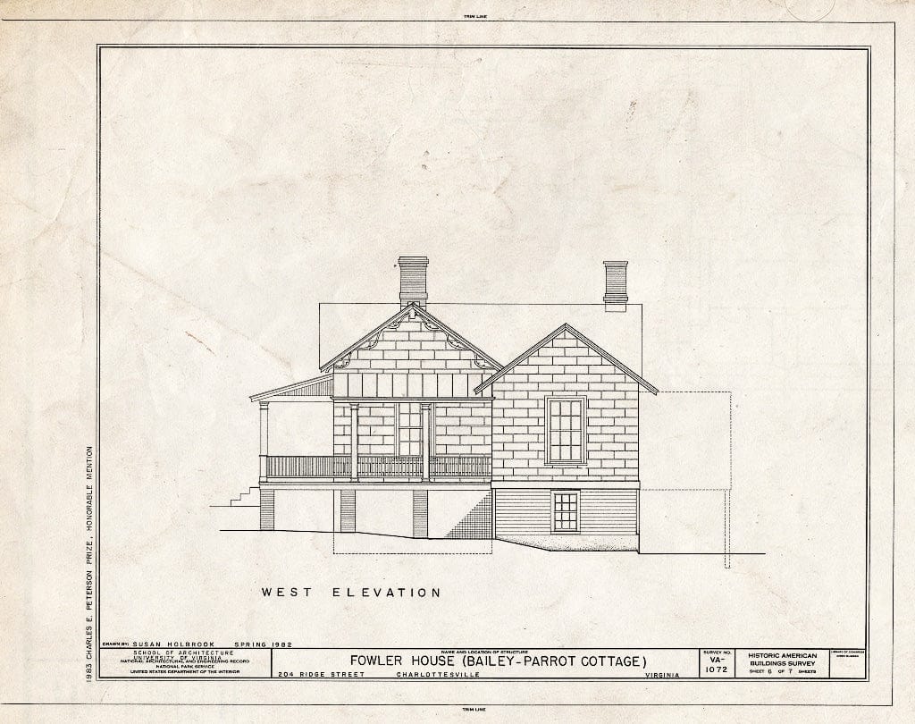 Blueprint HABS VA,2-Char,14- (Sheet 6 of 7) - Fowler House, 204 Ridge Street, Charlottesville, Charlottesville, VA