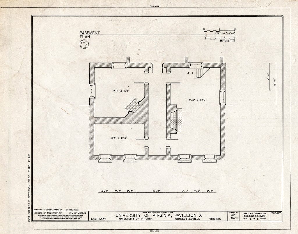 Blueprint HABS VA,2-Char,1M- (Sheet 2 of 8) - University of Virginia, Pavilion X, East Lawn, University of Virginia, Charlottesville, Charlottesville, VA