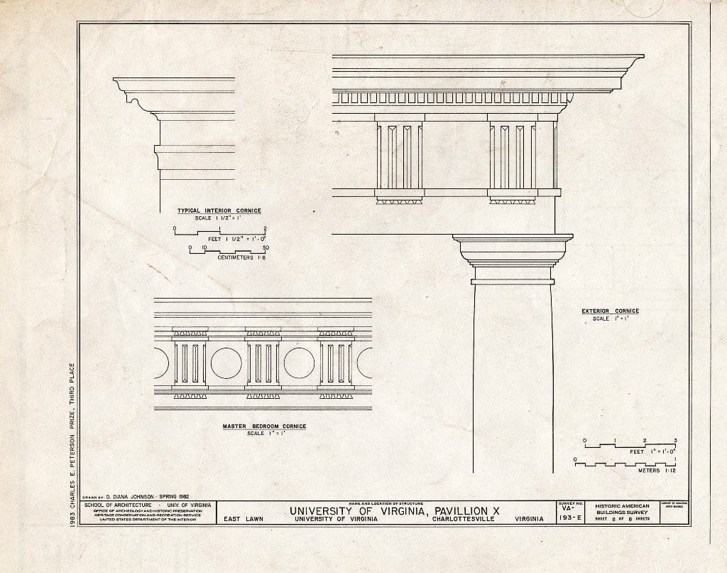Blueprint HABS VA,2-Char,1M- (Sheet 8 of 8) - University of Virginia, Pavilion X, East Lawn, University of Virginia, Charlottesville, Charlottesville, VA