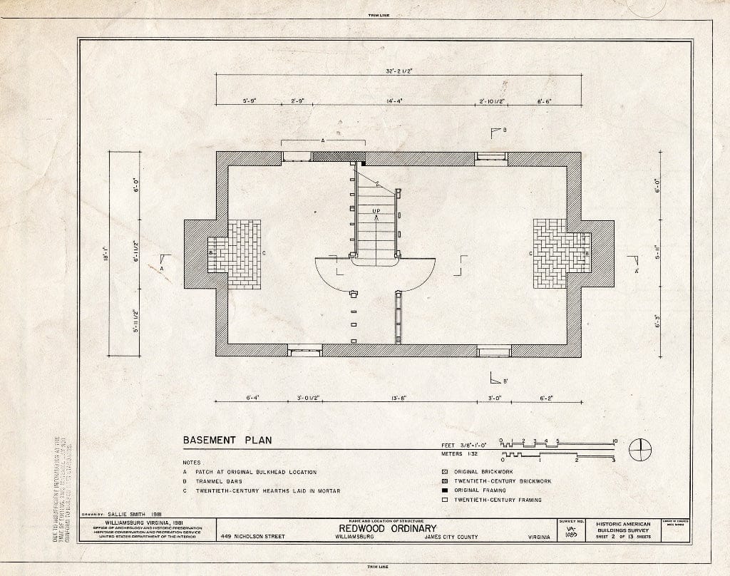 Blueprint HABS VA,48-WIL,65- (Sheet 2 of 13) - Redwood Ordinary, 449 Nicholson Street, Williamsburg, Williamsburg, VA