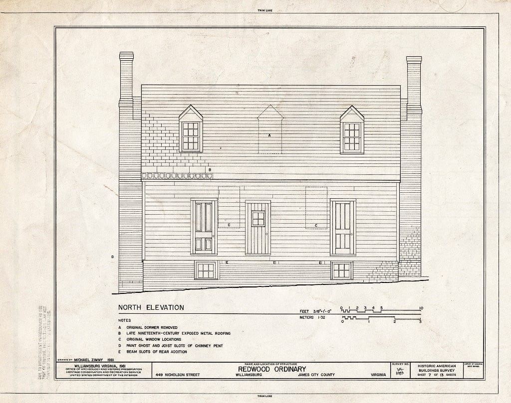 Blueprint HABS VA,48-WIL,65- (Sheet 7 of 13) - Redwood Ordinary, 449 Nicholson Street, Williamsburg, Williamsburg, VA