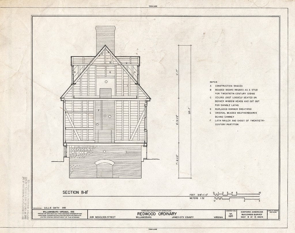 Blueprint HABS VA,48-WIL,65- (Sheet 9 of 13) - Redwood Ordinary, 449 Nicholson Street, Williamsburg, Williamsburg, VA