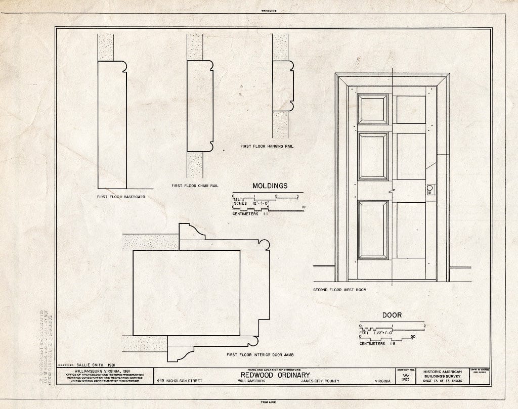 Blueprint HABS VA,48-WIL,65- (Sheet 13 of 13) - Redwood Ordinary, 449 Nicholson Street, Williamsburg, Williamsburg, VA