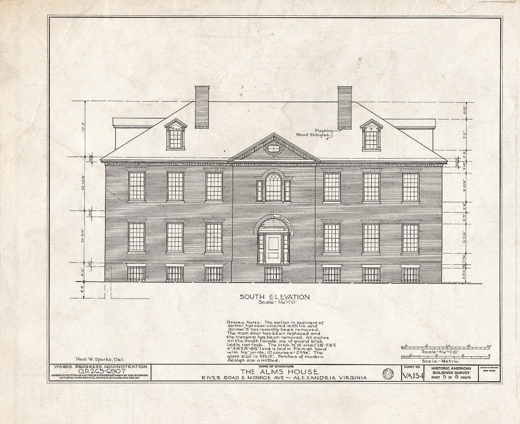 Blueprint HABS VA,7-Alex.V,1- (Sheet 5 of 8) - Alexandria Alms House, Alexandria, Independent City, VA
