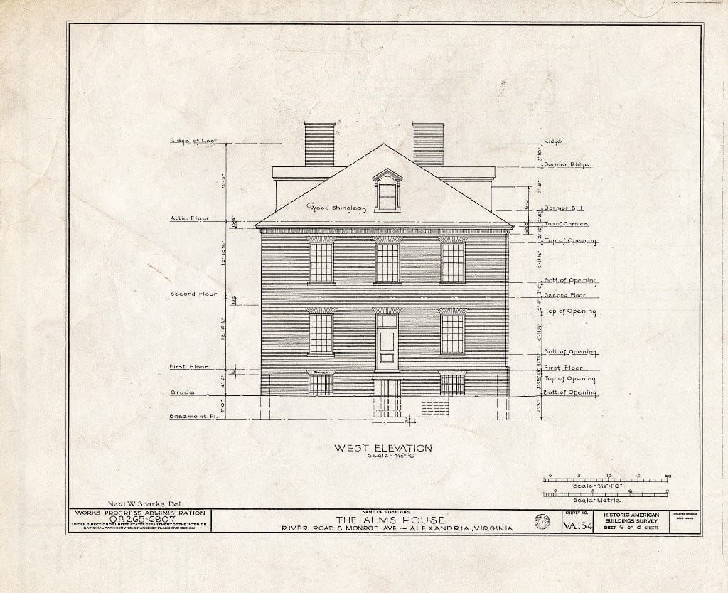 Blueprint HABS VA,7-Alex.V,1- (Sheet 6 of 8) - Alexandria Alms House, Alexandria, Independent City, VA
