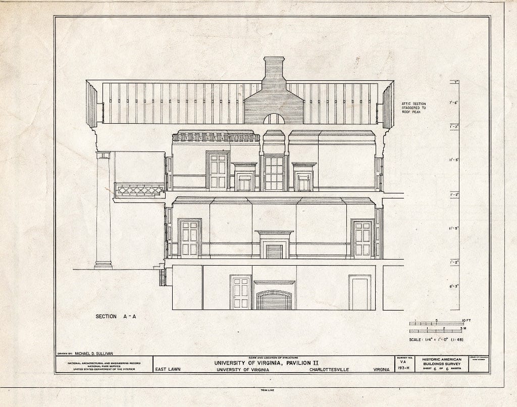 Blueprint HABS VA,2-Char,1I- (Sheet 6 of 6) - University of Virginia, Pavilion II, East Lawn, University of Virginia, Charlottesville, Charlottesville, VA