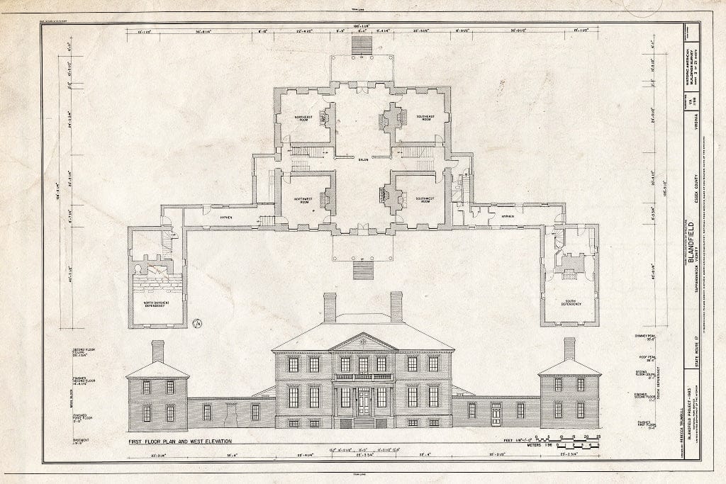 Blueprint HABS VA,29-CAR.V,1- (Sheet 3 of 21) - Blandfield, U.S. Route 17 & State Route 624, Caret, Essex County, VA