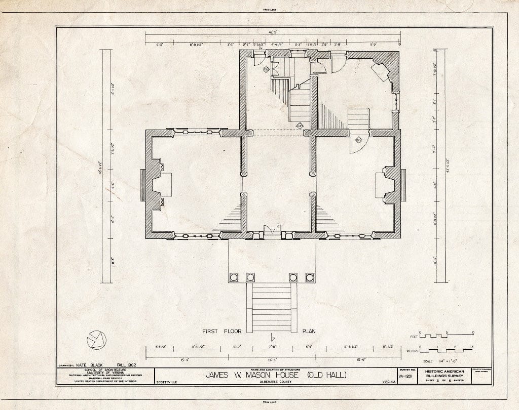 Blueprint HABS VA,2-Scots,6- (Sheet 3 of 6) - James W. Mason House, Byrd & Harrison Streets, Scottsville, Albemarle County, VA