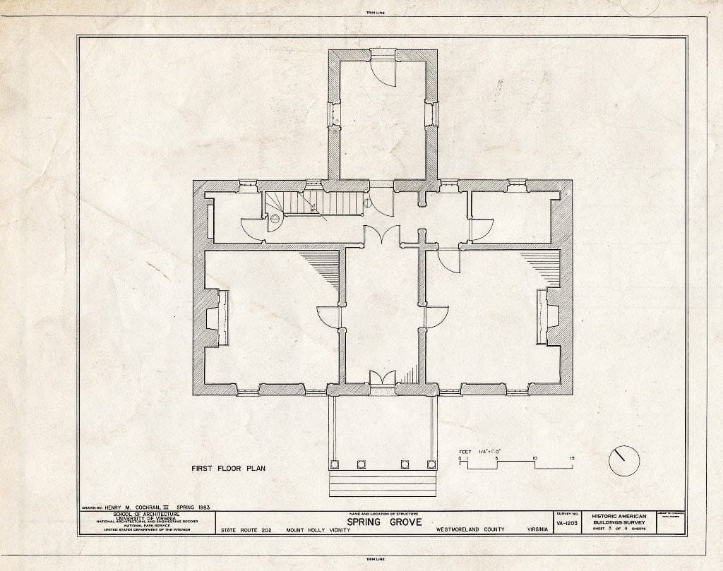 Blueprint HABS VA,97-Moho,1- (Sheet 3 of 9) - Spring Grove, State Route 202, Mount Holly, Westmoreland County, VA