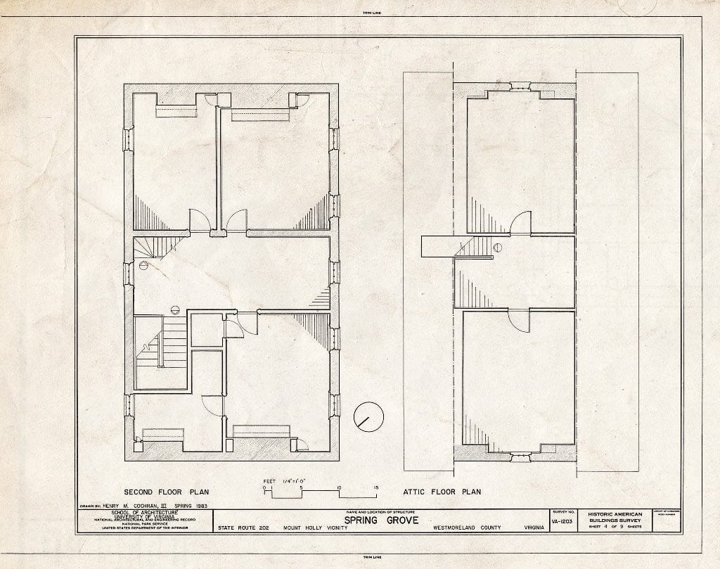 Blueprint HABS VA,97-Moho,1- (Sheet 4 of 9) - Spring Grove, State Route 202, Mount Holly, Westmoreland County, VA