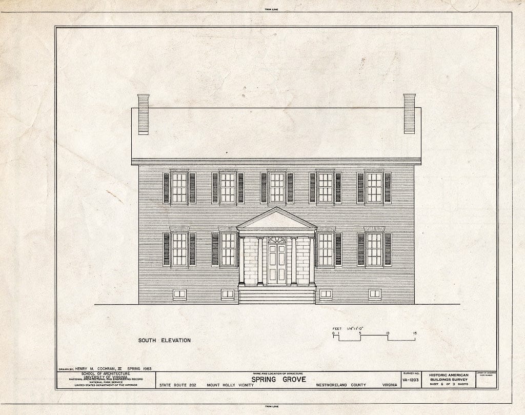 Blueprint HABS VA,97-Moho,1- (Sheet 6 of 9) - Spring Grove, State Route 202, Mount Holly, Westmoreland County, VA