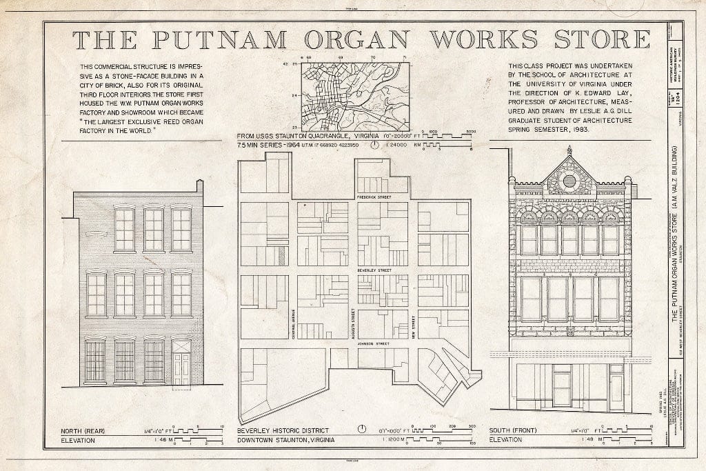 Blueprint HABS VA,8-STAU,5- (Sheet 1 of 5) - Putnam Organ Works Store, 103 West Beverley Street, Staunton, Staunton, VA