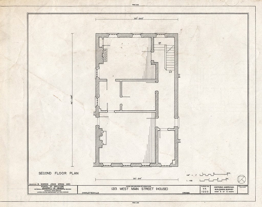 Blueprint HABS VA,2-Char,10- (Sheet 3 of 5) - 1213 West Main Street (House), Charlottesville, Charlottesville, VA