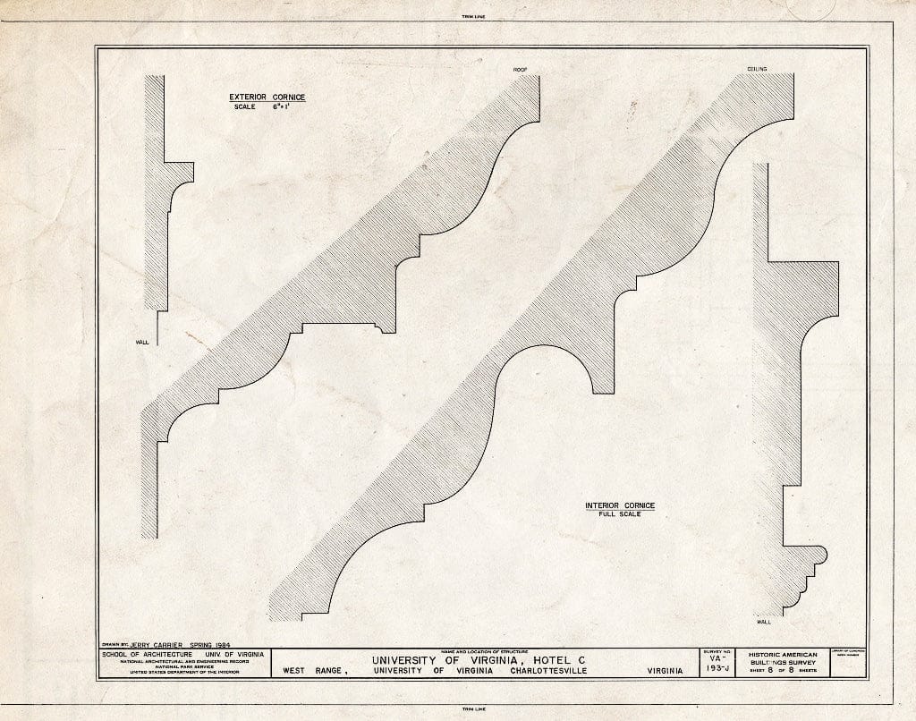 Blueprint HABS VA,2-Char,1P- (Sheet 8 of 8) - University of Virginia, Hotel C, West Range, University of Virginia, Charlottesville, Charlottesville, VA