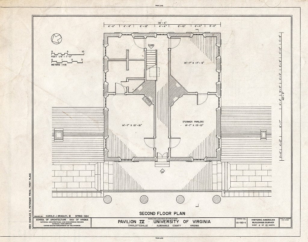Blueprint HABS VA,2-Char,1J- (Sheet 4 of 10) - University of Virginia, Pavilion IV, East Lawn, University of Virginia Campus, Charlottesville, Charlottesville, VA