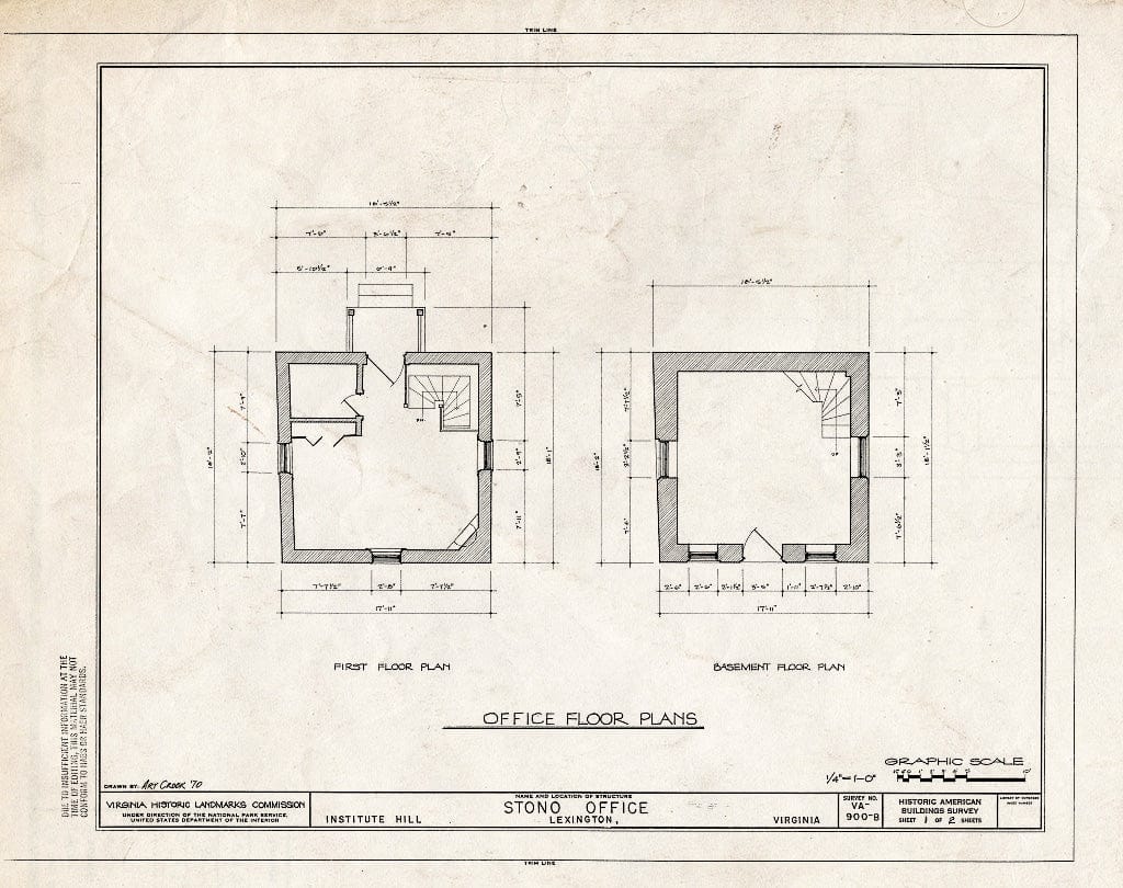 Blueprint HABS VA,82-LEX,6B- (Sheet 1 of 2) - Stono, Office, Institute Hill, Lexington, Lexington, VA