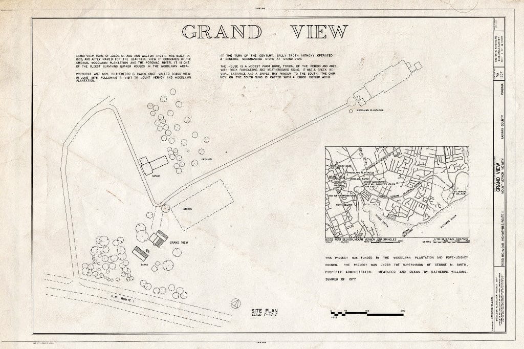 Blueprint HABS VA,30-,7- (Sheet 1 of 4) - Grand View, 9000 Richmond Highway (U.S. Route 1), Mount Vernon, Fairfax County, VA