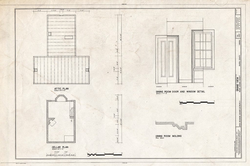 Blueprint HABS VA,30-,7- (Sheet 4 of 4) - Grand View, 9000 Richmond Highway (U.S. Route 1), Mount Vernon, Fairfax County, VA