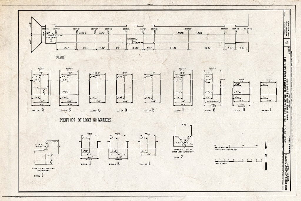Blueprint HAER VA,54-LEEB.V,6- (Sheet 3 of 3) - Goose Creek & Little River Navigation, Double Lock, Mouth of Goose Creek at Potomac River, Leesburg, Loudoun County, VA