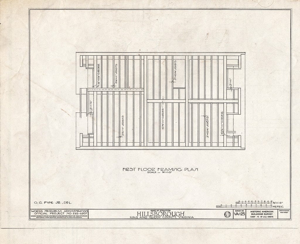 Blueprint HABS VA,49-Walk.V,1- (Sheet 4 of 22) - Hillsborough, Walkerton, King and Queen County, VA