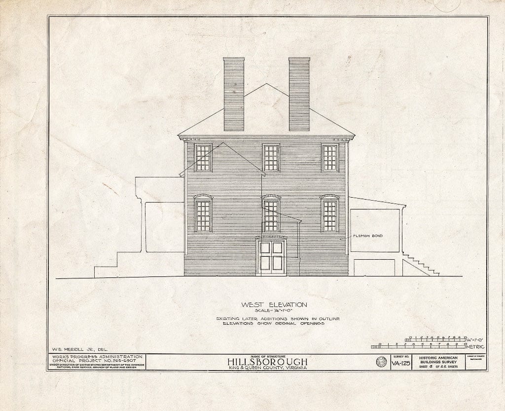 Blueprint HABS VA,49-Walk.V,1- (Sheet 8 of 22) - Hillsborough, Walkerton, King and Queen County, VA