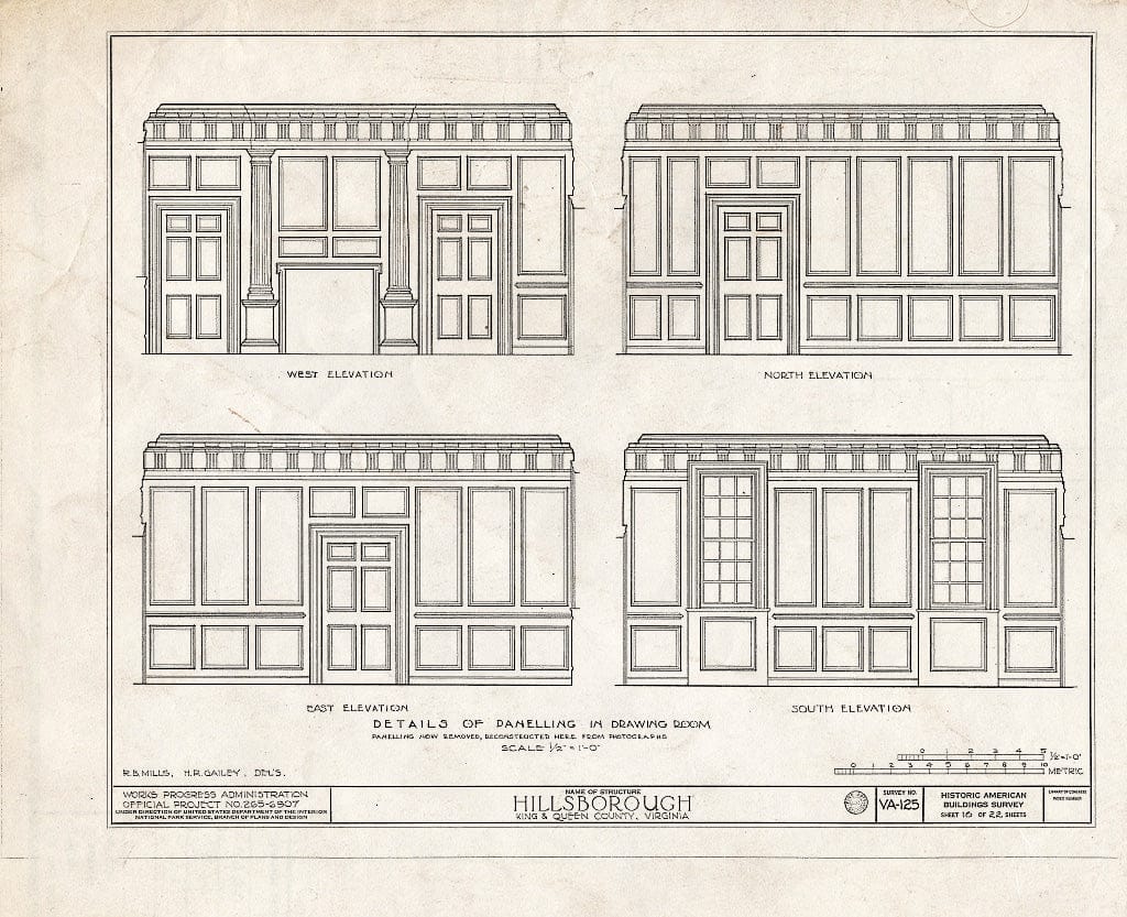Blueprint HABS VA,49-Walk.V,1- (Sheet 16 of 22) - Hillsborough, Walkerton, King and Queen County, VA