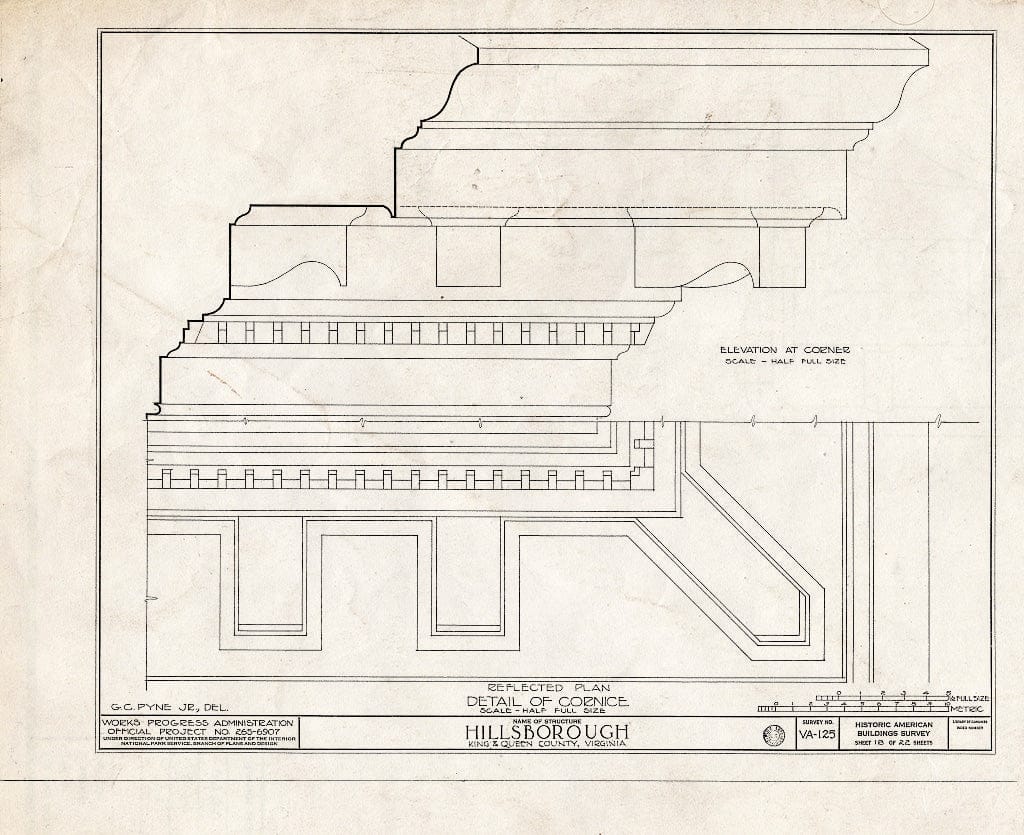 Blueprint HABS VA,49-Walk.V,1- (Sheet 18 of 22) - Hillsborough, Walkerton, King and Queen County, VA