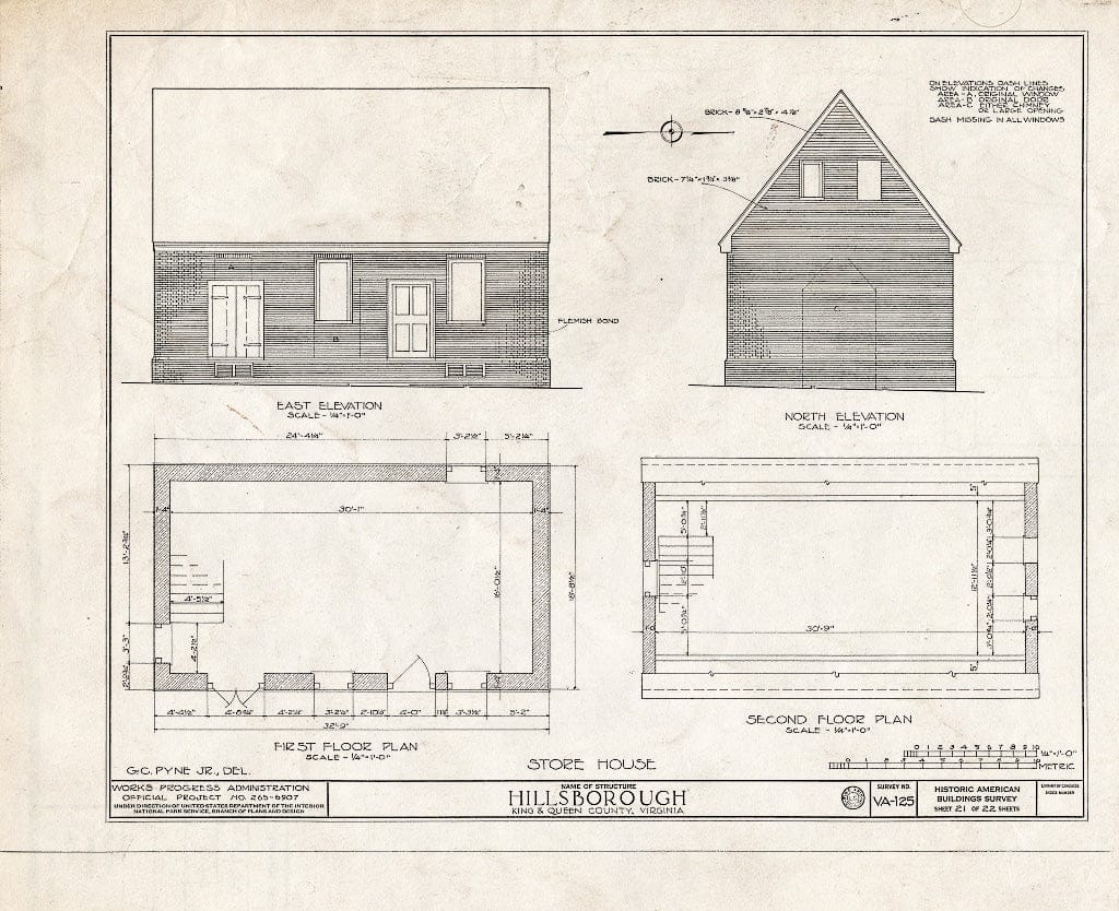 Blueprint HABS VA,49-Walk.V,1- (Sheet 21 of 22) - Hillsborough, Walkerton, King and Queen County, VA