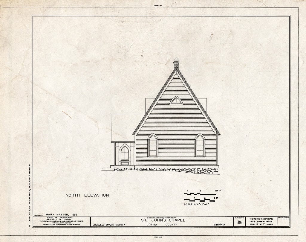 Blueprint HABS VA,55-BOSWE.V,3- (Sheet 5 of 7) - St. John's Chapel, Intersection Routes 617 & 638, Waldrop, Louisa County, VA