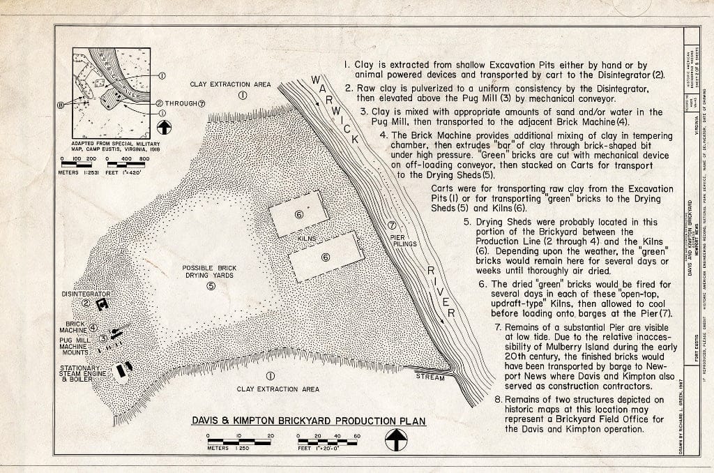 Blueprint HAER VA,95-NEWNE,2- (Sheet 2 of 5) - Davis & Kimpton Brickyard, West Bank of Warwick River, Mulberry Island, Newport News, Newport News, VA