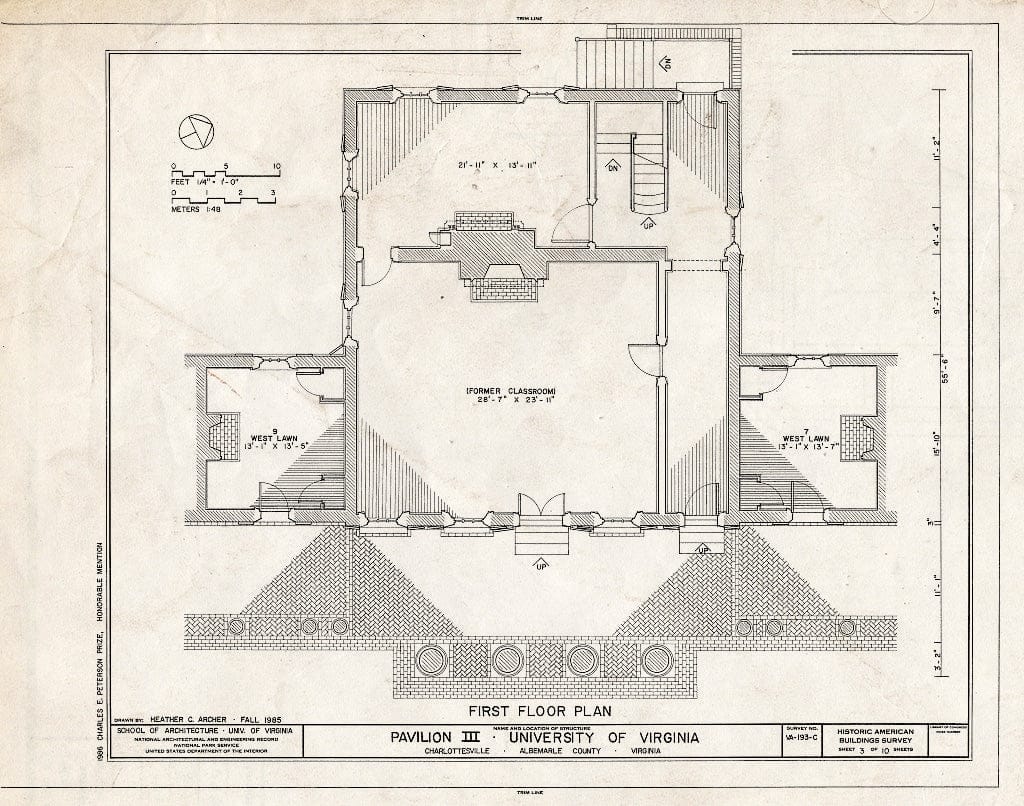 Blueprint HABS VA,2-Char,1D- (Sheet 3 of 10) - University of Virginia, Pavilion III, West Lawn, University of Virginia Campus, Charlottesville, Charlottesville, VA