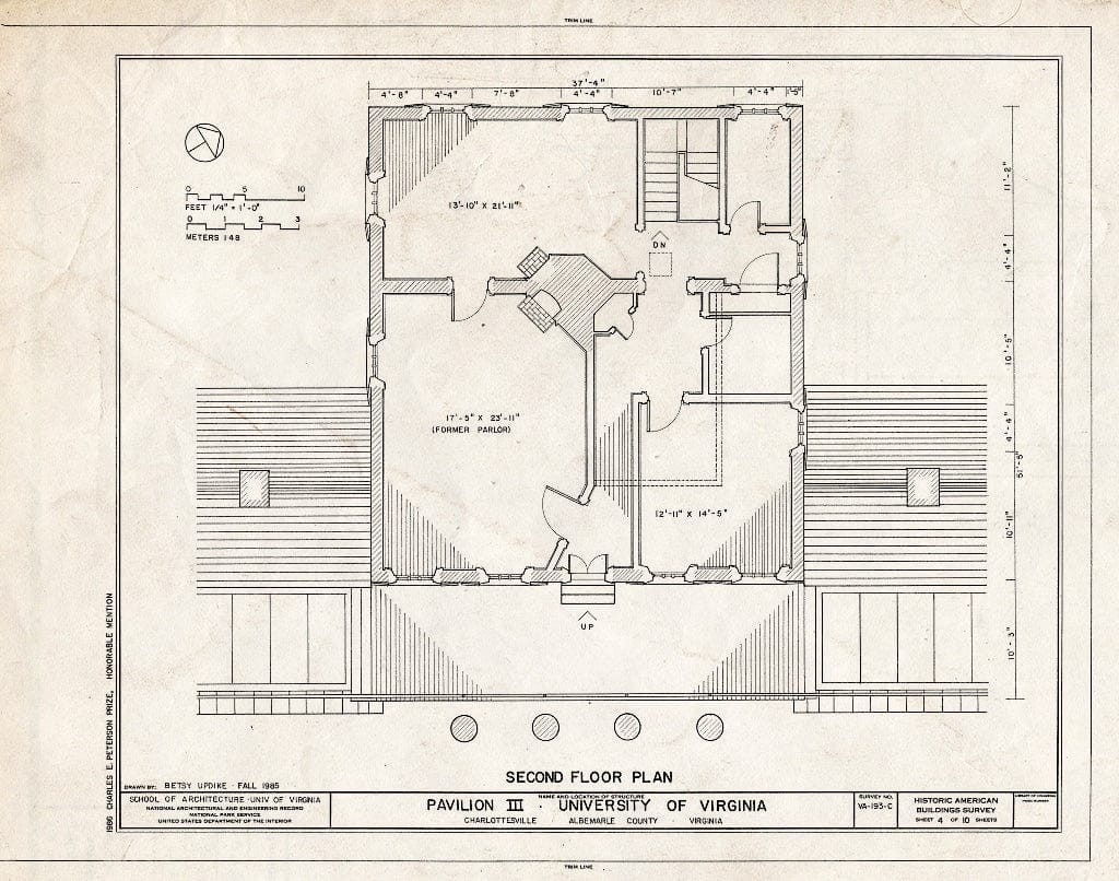Blueprint HABS VA,2-Char,1D- (Sheet 4 of 10) - University of Virginia, Pavilion III, West Lawn, University of Virginia Campus, Charlottesville, Charlottesville, VA