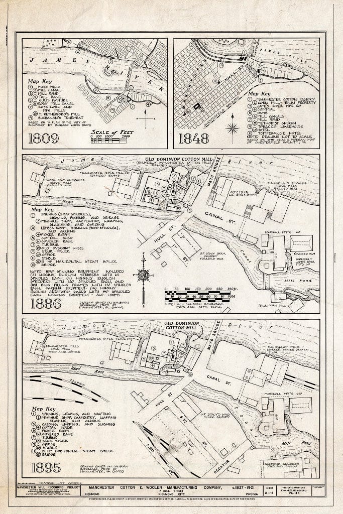 Blueprint HAER VA,44-Rich,114- (Sheet 2 of 8) - Manchester Cotton & Woolen Manufacturing Company, Southern Bank of James River at Mayo Bridge, Richmond, Independent City, VA