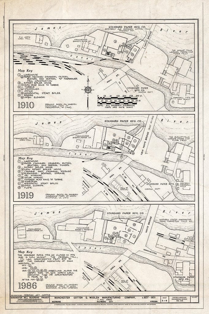 Blueprint HAER VA,44-Rich,114- (Sheet 3 of 8) - Manchester Cotton & Woolen Manufacturing Company, Southern Bank of James River at Mayo Bridge, Richmond, Independent City, VA