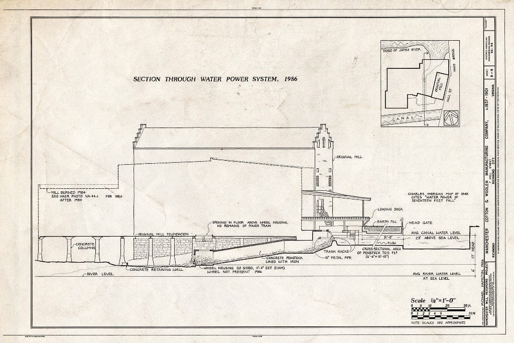 Blueprint HAER VA,44-Rich,114- (Sheet 8 of 8) - Manchester Cotton & Woolen Manufacturing Company, Southern Bank of James River at Mayo Bridge, Richmond, Independent City, VA
