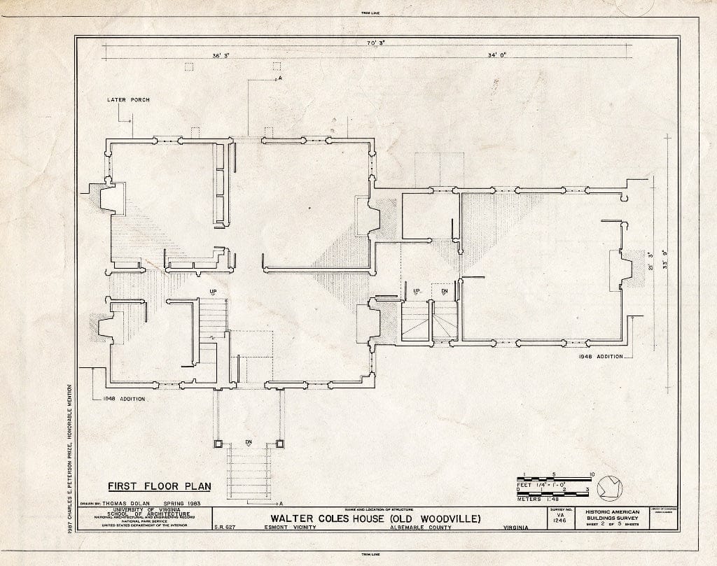 Blueprint HABS VA,2-ESM.V,2- (Sheet 2 of 5) - Walter Coles House, State Route 627 at Junction with Route 715, Esmont, Albemarle County, VA