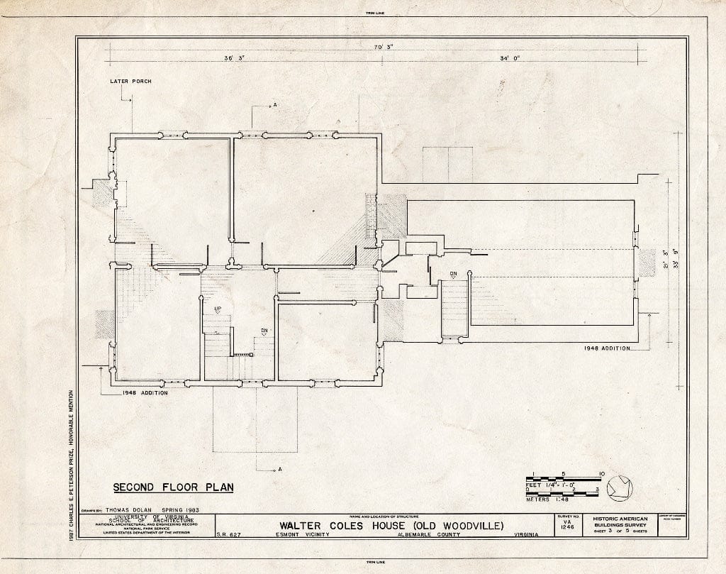 Blueprint HABS VA,2-ESM.V,2- (Sheet 3 of 5) - Walter Coles House, State Route 627 at Junction with Route 715, Esmont, Albemarle County, VA