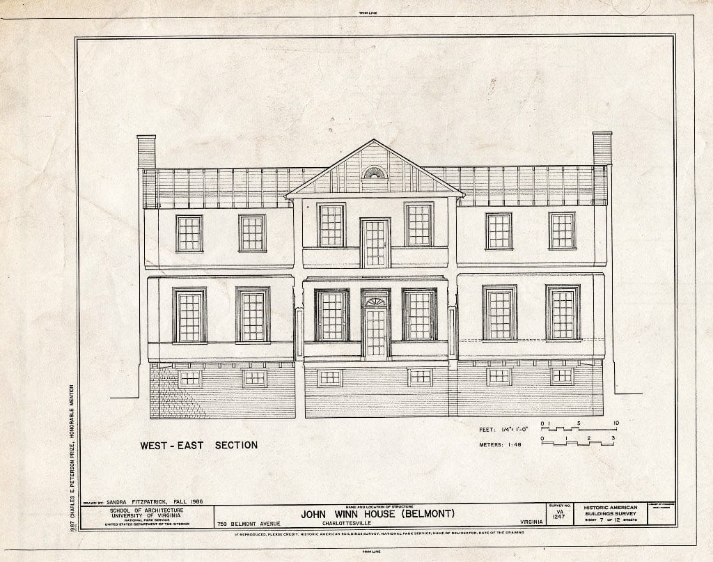Blueprint HABS VA,2-Char,20- (Sheet 7 of 12) - John Winn House, 759 Belmont Avenue, Charlottesville, Charlottesville, VA