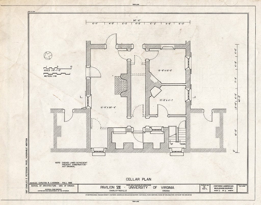 Blueprint HABS VA,2-Char,1L- (Sheet 2 of 9) - University of Virginia, Pavilion VIII, East Lawn, Charlottesville, Charlottesville, VA