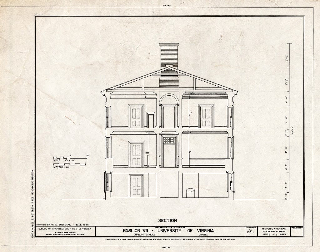 Blueprint HABS VA,2-Char,1L- (Sheet 6 of 9) - University of Virginia, Pavilion VIII, East Lawn, Charlottesville, Charlottesville, VA