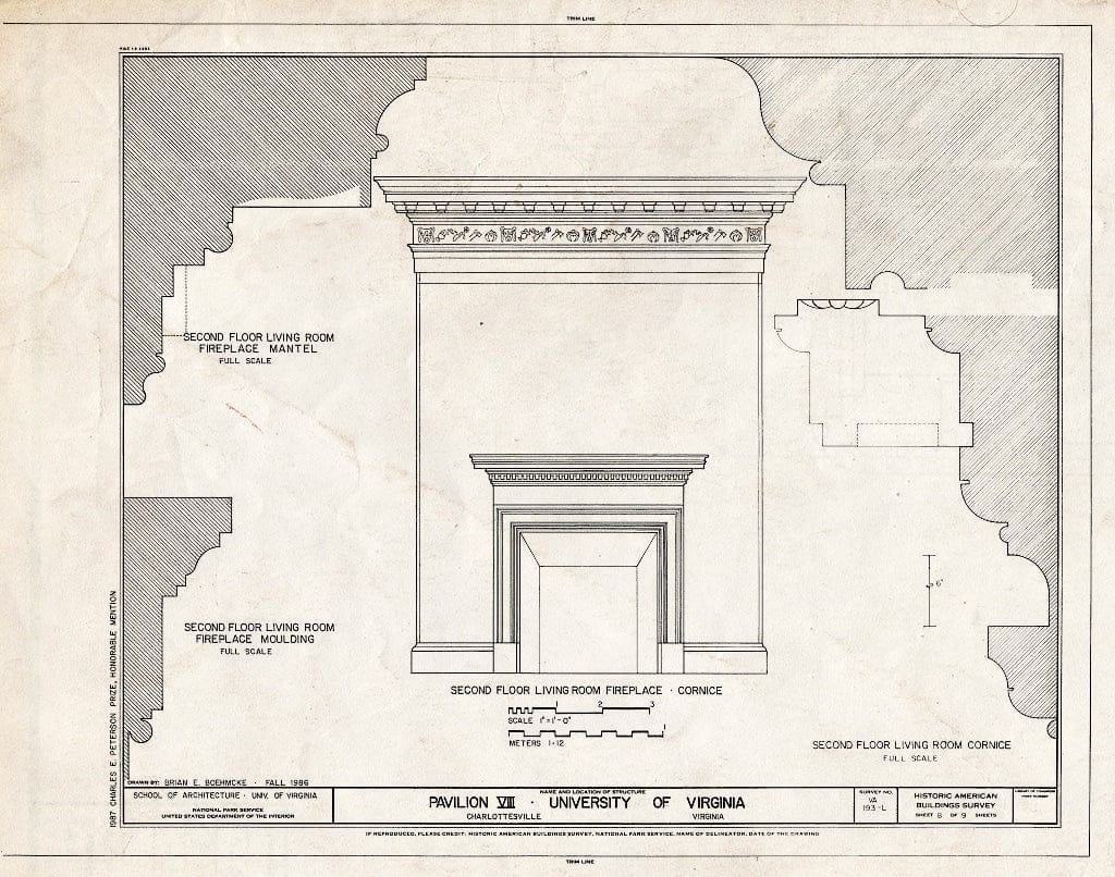 Blueprint HABS VA,2-Char,1L- (Sheet 8 of 9) - University of Virginia, Pavilion VIII, East Lawn, Charlottesville, Charlottesville, VA