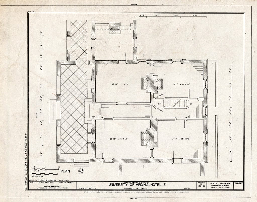 Blueprint HABS VA,2-Char,1Q- (Sheet 2 of 8) - University of Virginia, Hotel E, West Range, Charlottesville, Charlottesville, VA